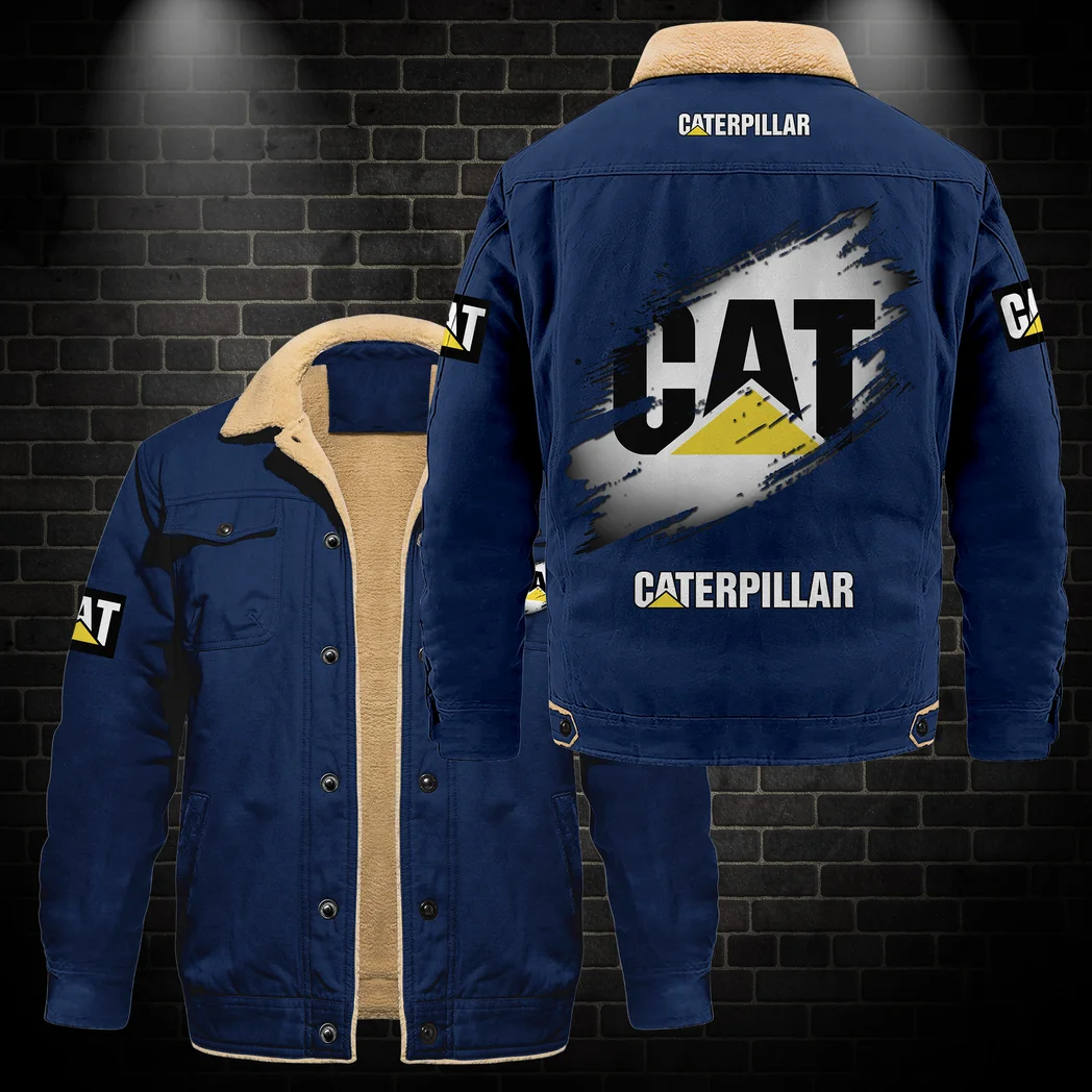 Heavy Machinery Jacket Fur Collar Fleece, Car Enthusiast Warm Jacket HVN1397CI - Deep Blue - Image 2
