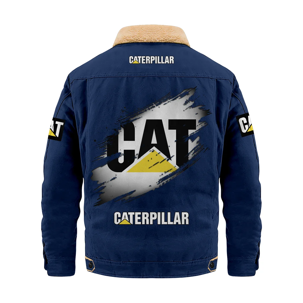 Heavy Machinery Jacket Fur Collar Fleece, Car Enthusiast Warm Jacket HVN1397CI - Deep Blue - Image 3