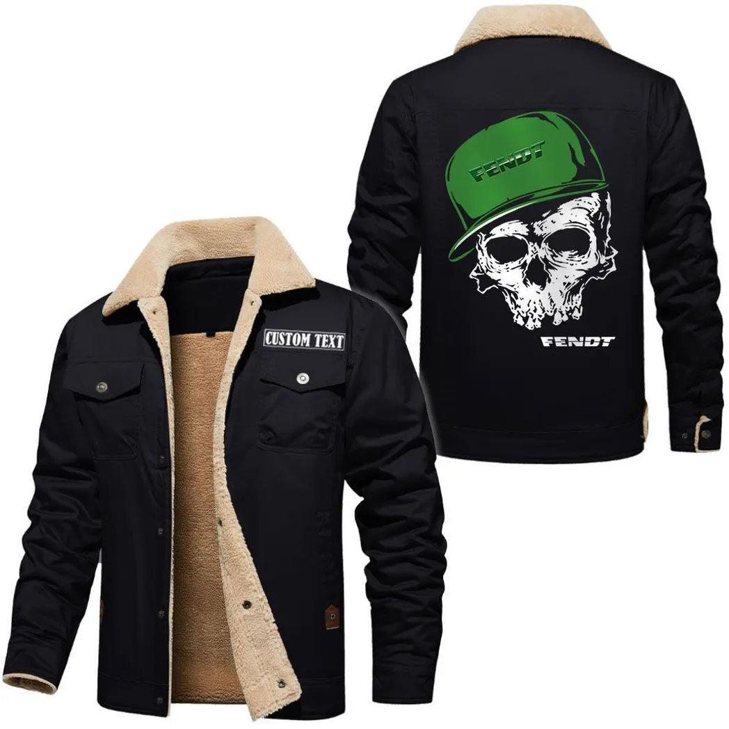 Land Tractor Jacket Fur Collar Fleece, Rugged Fur Collar Fleece CAR566112825410-Black