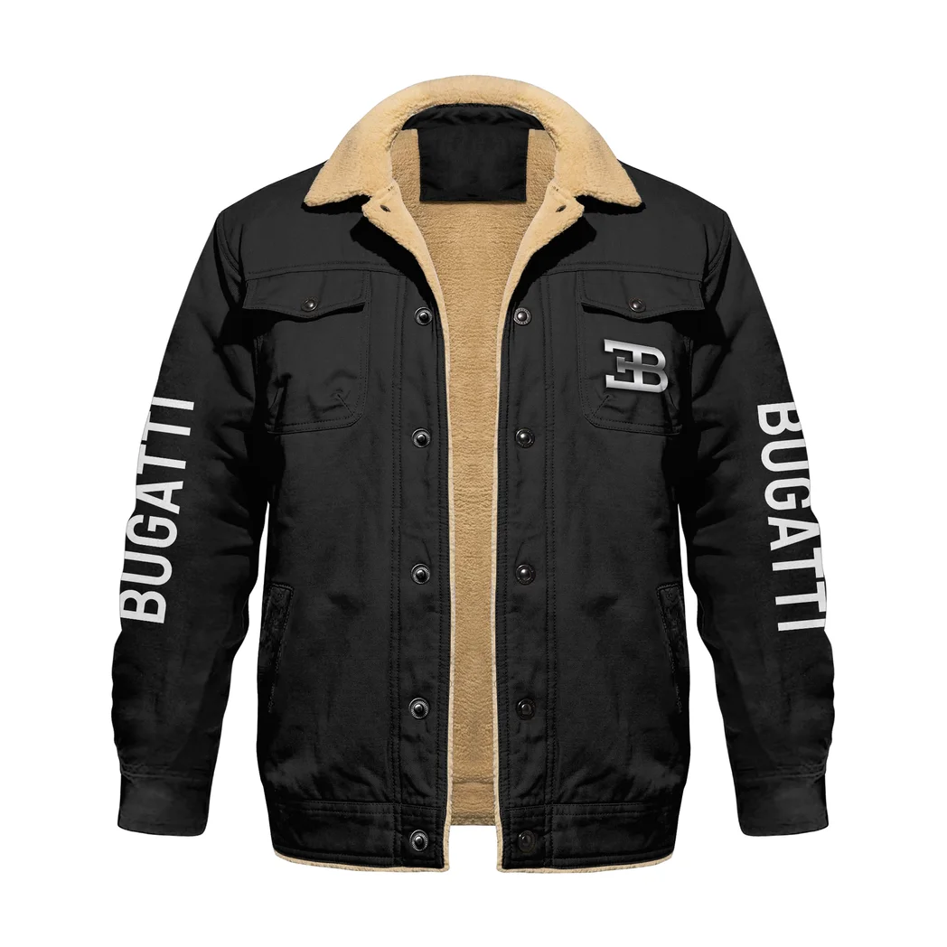 Speed Vehicle Jacket Fur Collar Fleece, Bold Automotive Fleece Jacket HVN1383BU - Black - Image 2