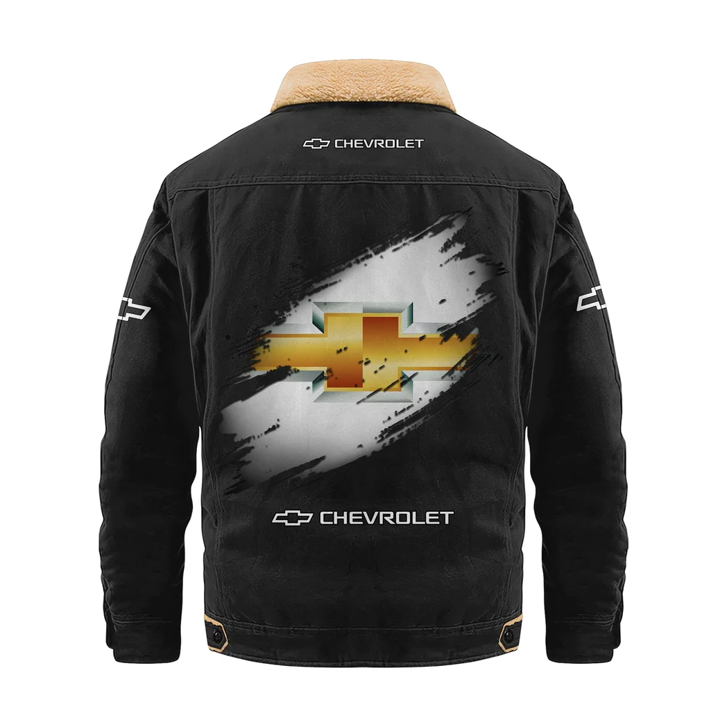 Off-Road SUV Jacket Fur Collar Fleece, Fur Collar Fleece Jacket HVN1397CE - Black - Image 3