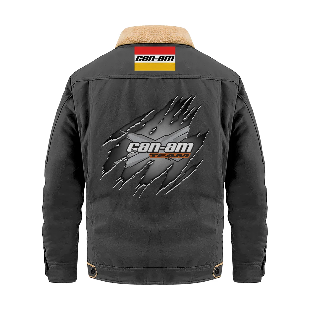 Off-Roader Jacket Fur Collar Fleece, Open Road Fur Jacket HVN1383CA - Dark Gray - Image 2