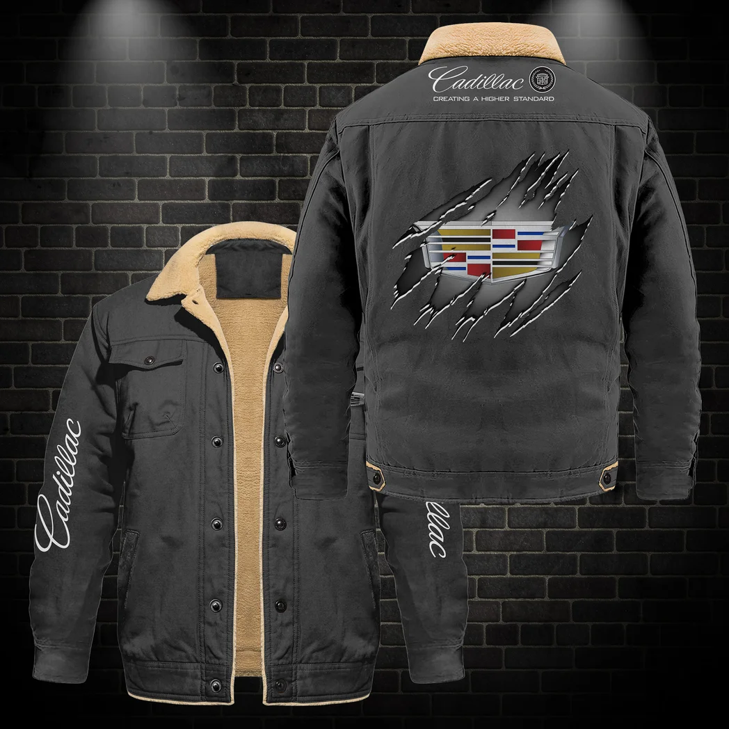 Performance Car Jacket Fur Collar Fleece, Gearhead Warm Fleece Jacket HVN1383CA - Dark Gray - Image 3