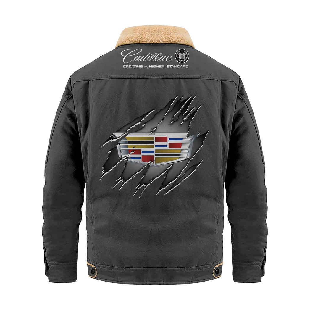 Performance Car Jacket Fur Collar Fleece, Gearhead Warm Fleece Jacket HVN1383CA - Dark Gray - Image 2
