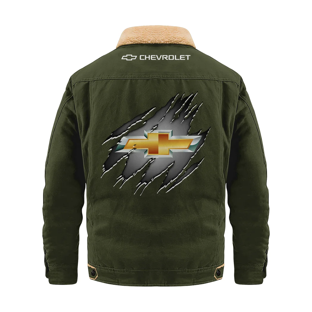 Practical Hatchback Jacket Fur Collar Fleece, Casual Gearhead Warm Jacket HVN1383CE - Military Green - Image 2