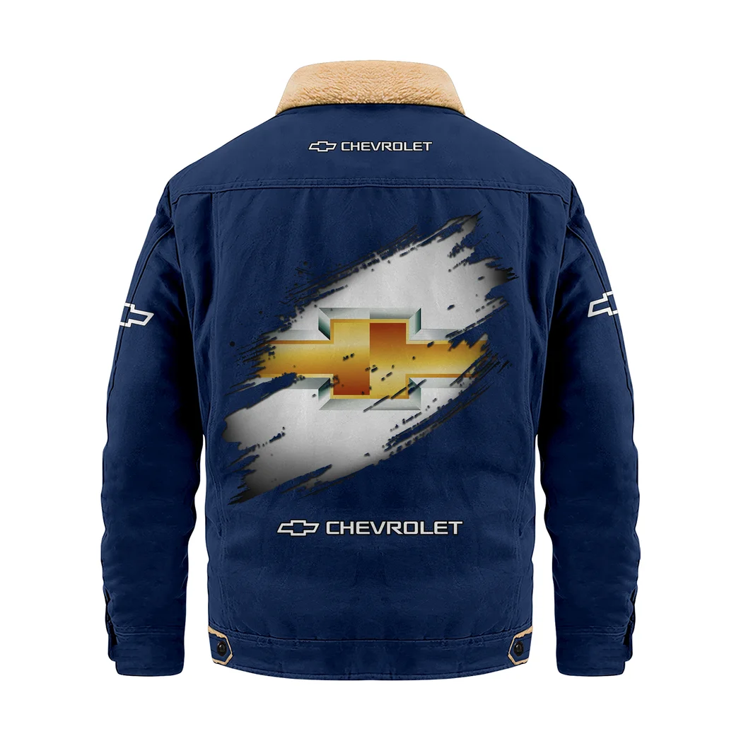 Practical Hatchback Jacket Fur Collar Fleece, Open Road Fur Jacket HVN1397CE - Deep Blue - Image 3