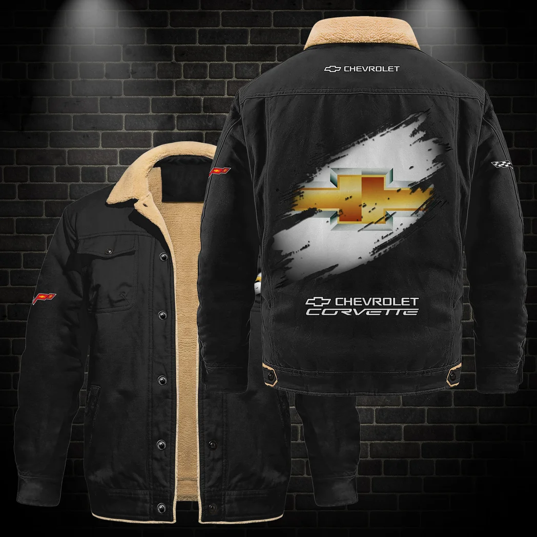 Sports Car Jacket Fur Collar Fleece, Cozy Car Culture Jacket HVN1397CC - Black - Image 2