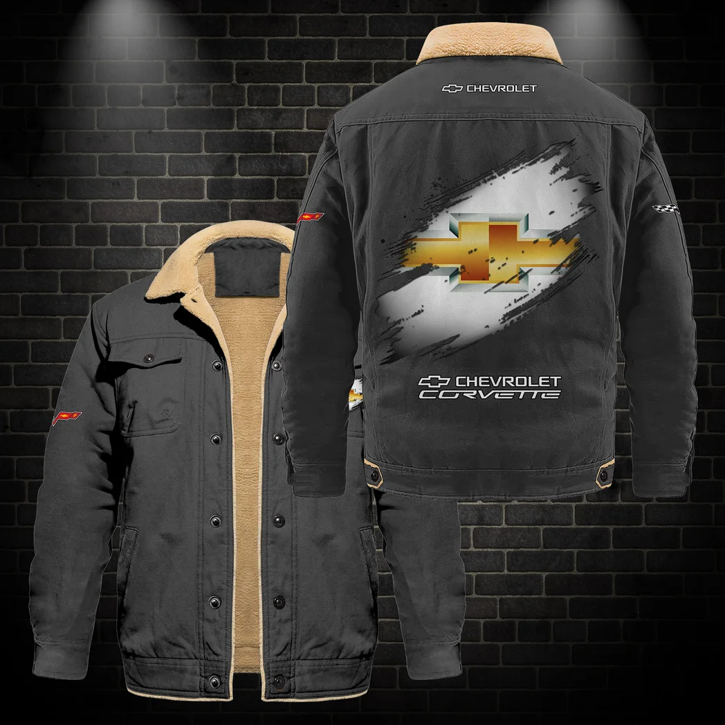 US Performance Car Jacket Fur Collar Fleece, Cozy Car Culture Jacket HVN1397CC - Dark Gray - Image 2