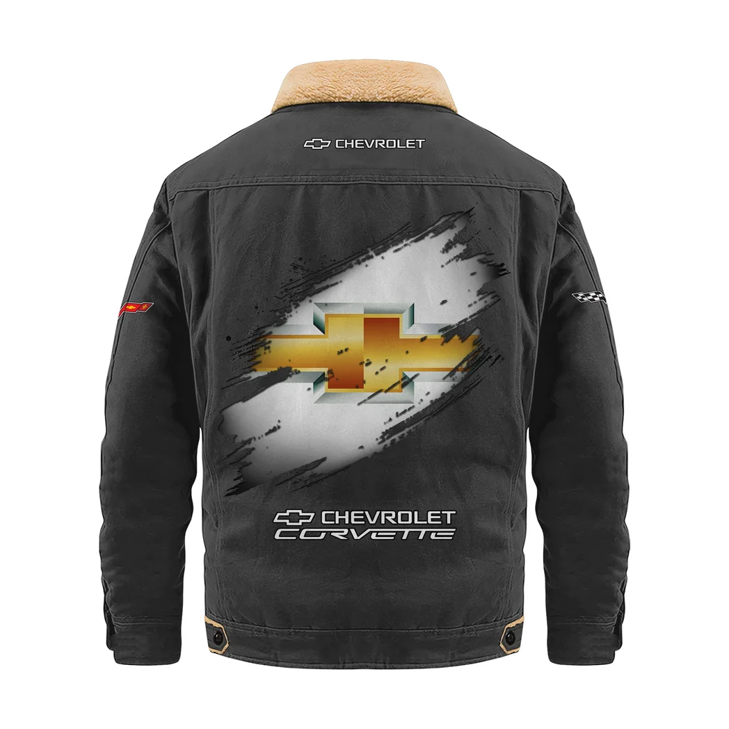 US Performance Car Jacket Fur Collar Fleece, Cozy Car Culture Jacket HVN1397CC - Dark Gray - Image 3