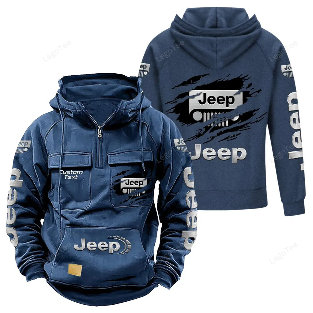 4x4 Vehicle Maker Tactical Quarter Zip Hoodie, Exclusive Logo Hoodie For Car Enthusiasts CAR122 - Dark Blue - Image 2