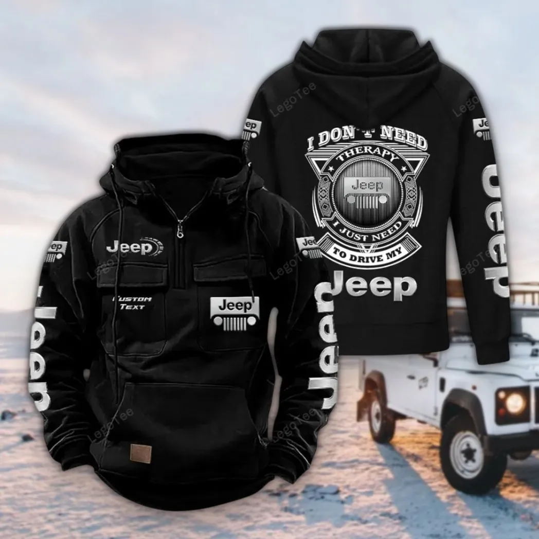 Trail-Ready SUV Tactical Quarter Zip Hoodie, Exclusive Logo Hoodie For Car Enthusiasts CAR106 - Black