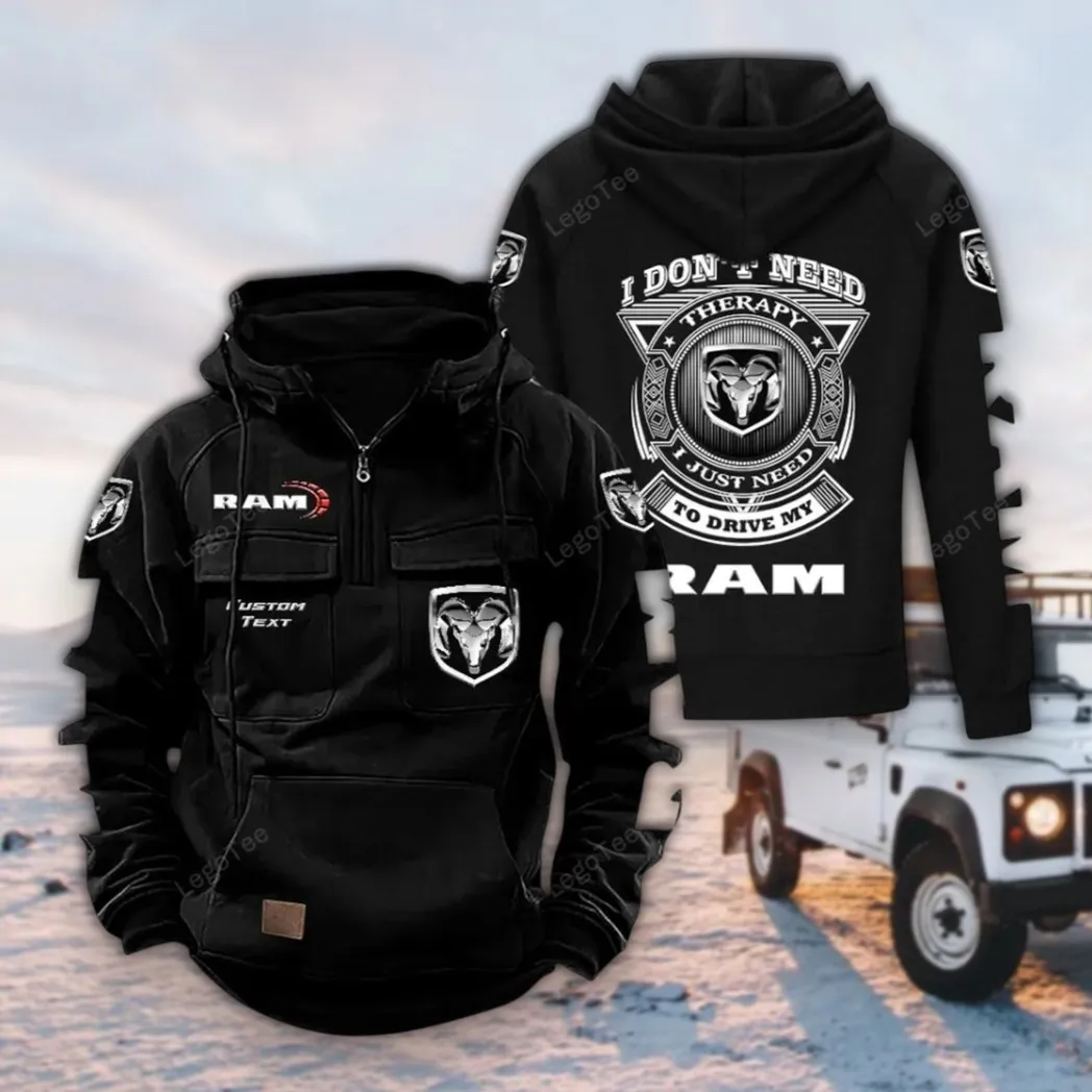 Professional Hauling Truck Tactical Quarter Zip Hoodie, Exclusive Logo Hoodie For Car Enthusiasts CAR106 - Black
