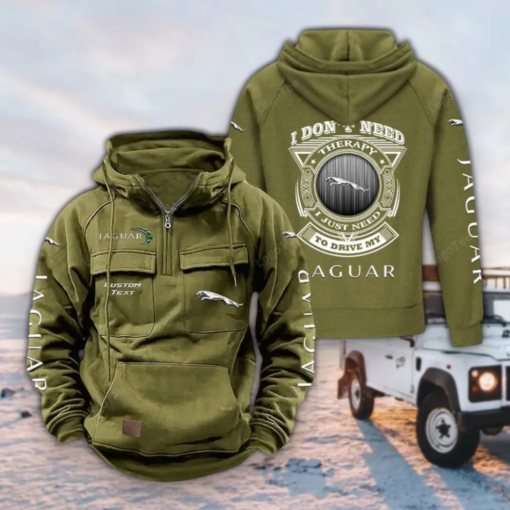 Sophisticated Automobile Tactical Quarter Zip Hoodie, Exclusive Logo Hoodie For Car Enthusiasts CAR106 - Army Green