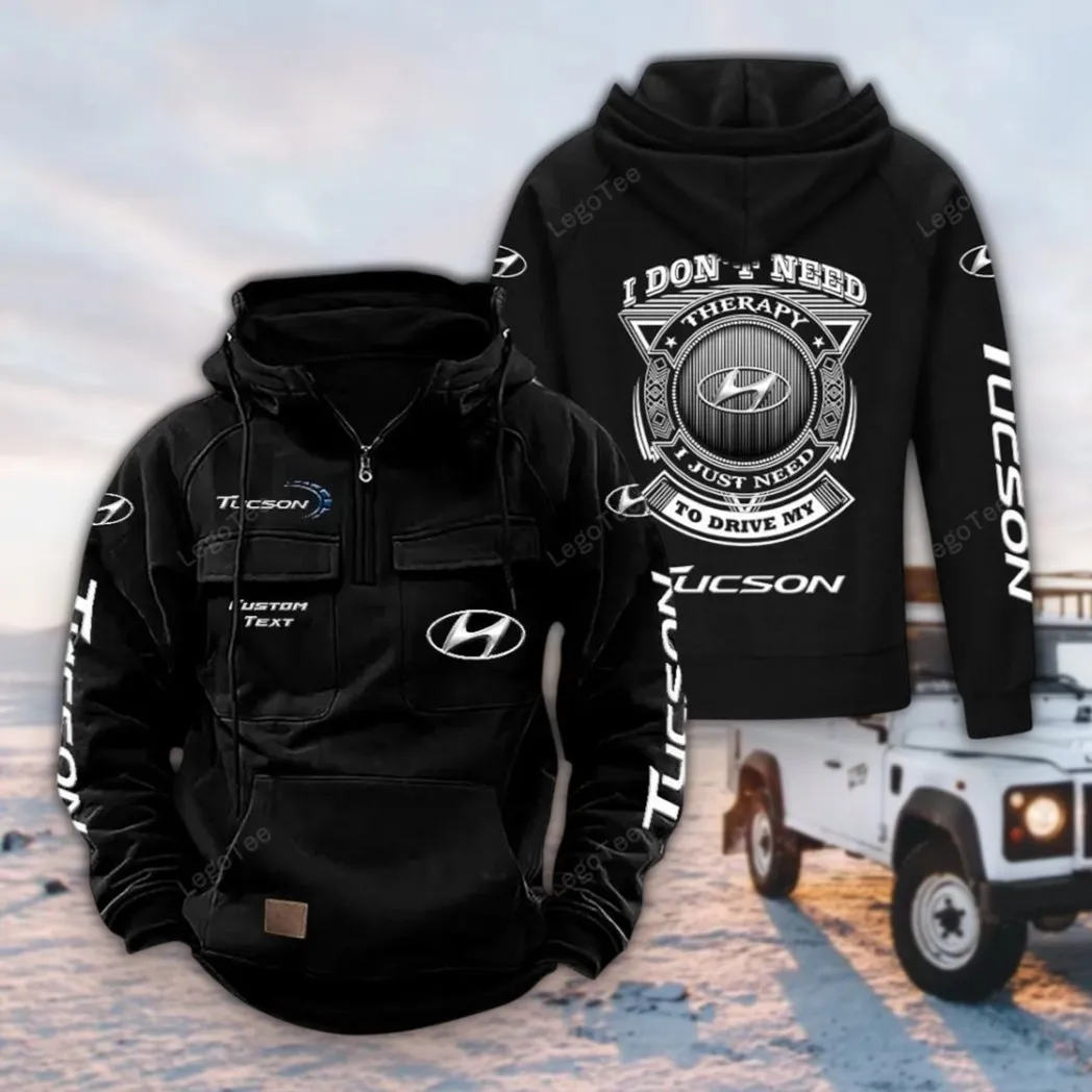 Compact SUV Tactical Quarter Zip Hoodie, Exclusive Logo Hoodie For Car Enthusiasts CAR106 - Black