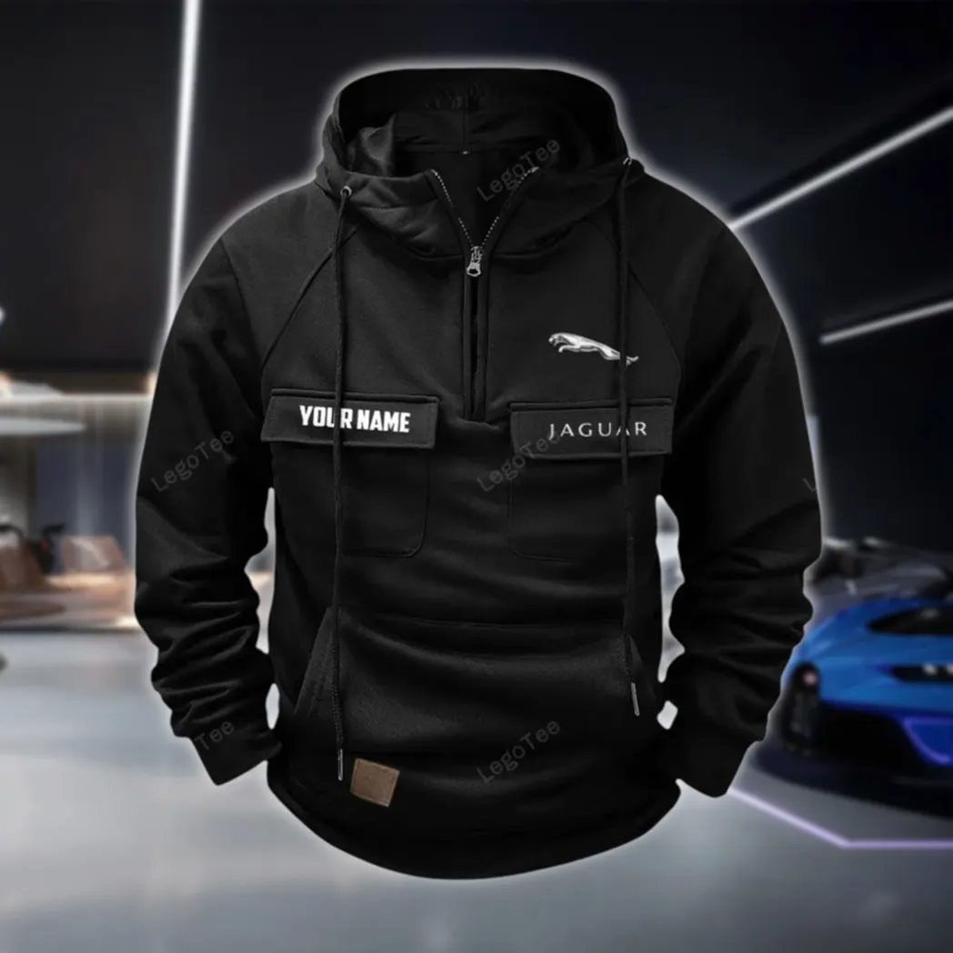 Prestige Automobile Tactical Quarter Zip Hoodie, Exclusive Logo Hoodie For Car Enthusiasts CAR109 - Black