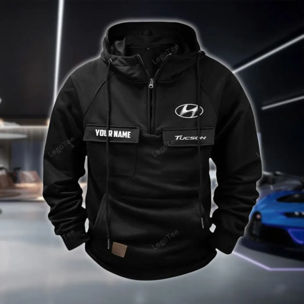 Crossover Vehicle Tactical Quarter Zip Hoodie, Exclusive Logo Hoodie For Car Enthusiasts CAR109 - Black