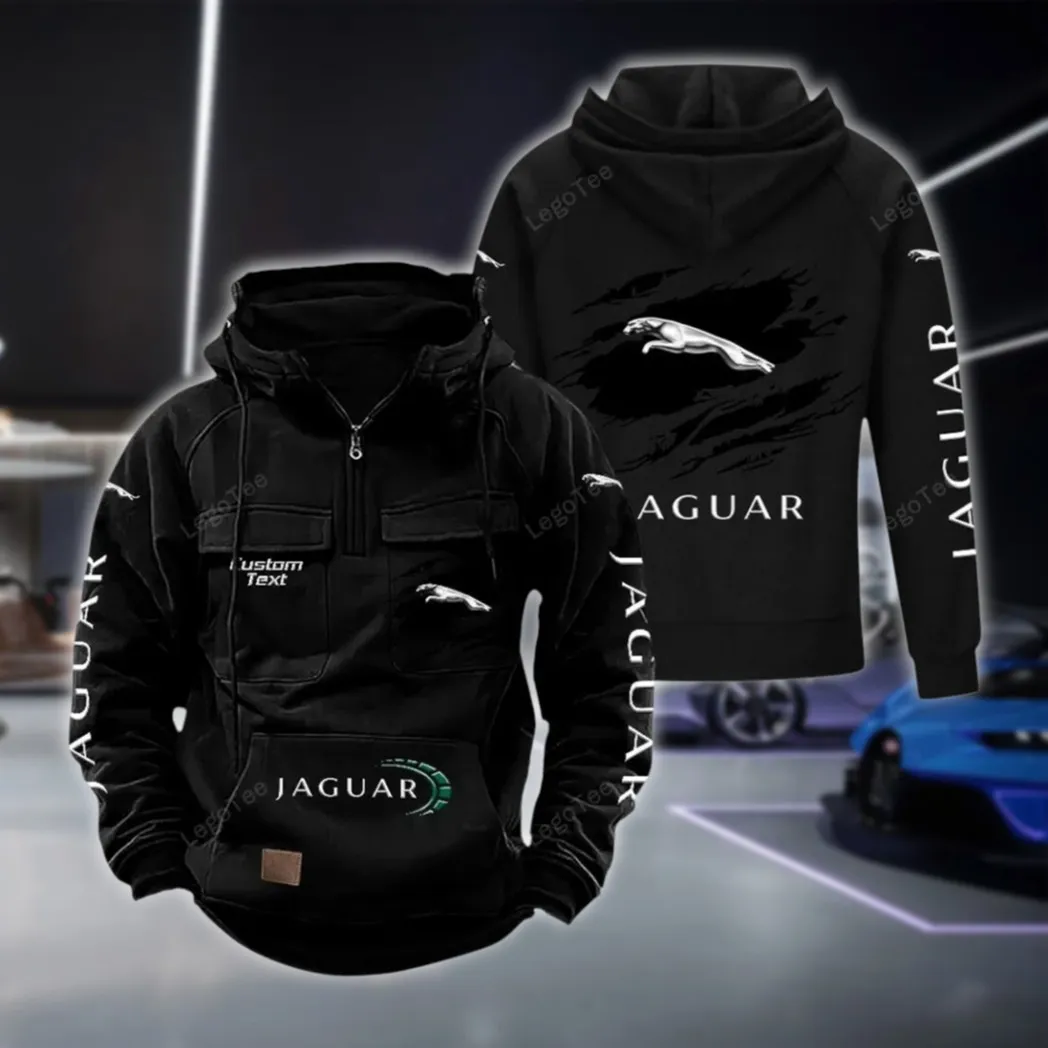 Elegant Road Car Tactical Quarter Zip Hoodie, Exclusive Logo Hoodie For Car Enthusiasts CAR122 - Black