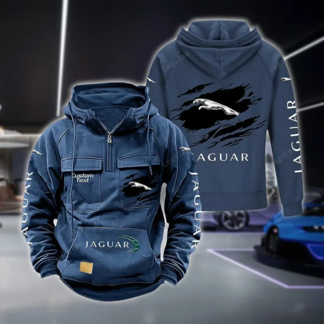 High-End Sedan Tactical Quarter Zip Hoodie, Exclusive Logo Hoodie For Car Enthusiasts CAR122 - Dark Blue