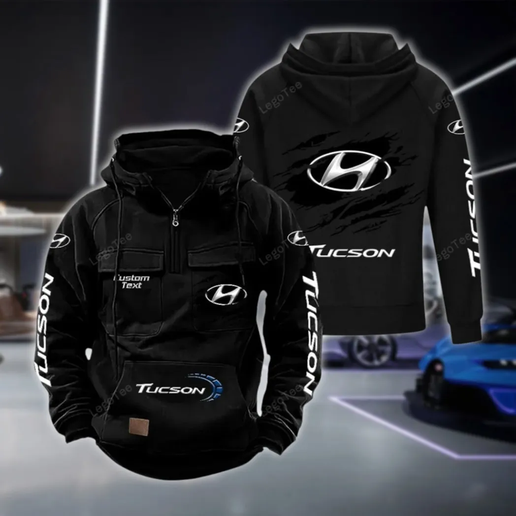 Electric Car Tactical Quarter Zip Hoodie, Exclusive Logo Hoodie For Car Enthusiasts CAR122 - Black