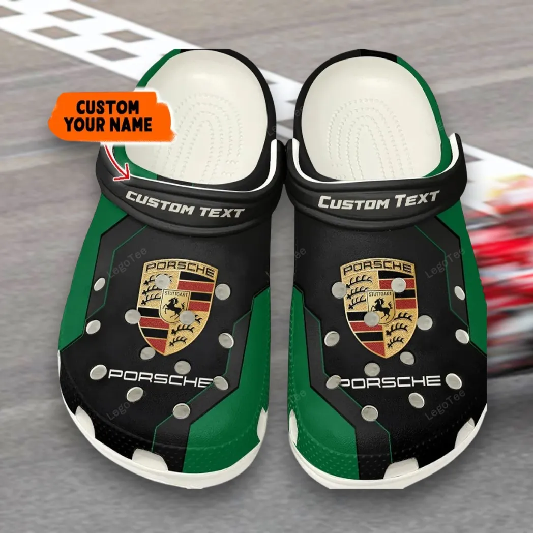 Iconic Road Car Culture Clog, Stylish All Over Print Lightweight Shoes for Auto Fans and Streetwear Style CAR140 - Green