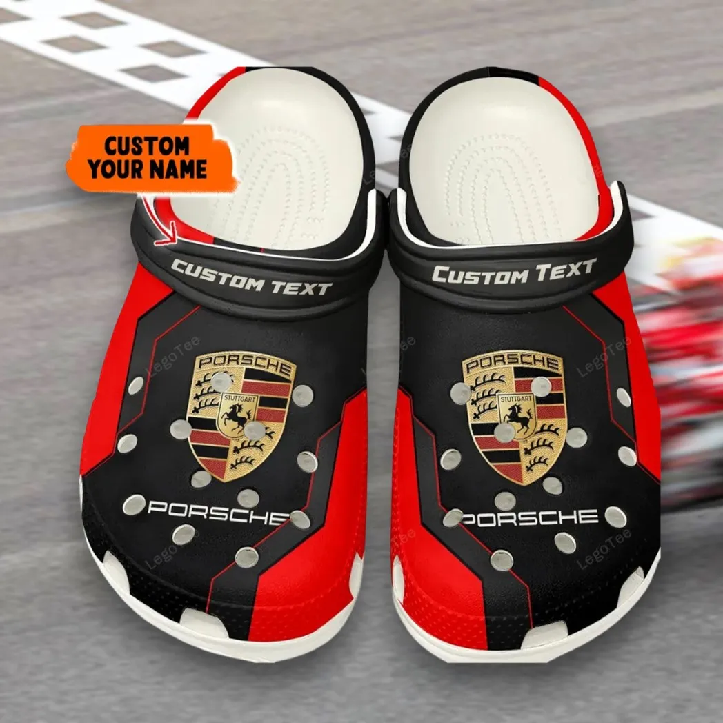 Custom Retro Coupe Inspired Clog All Over Print, Comfortable Slip-On Footwear for Auto Fans CAR140 - Red