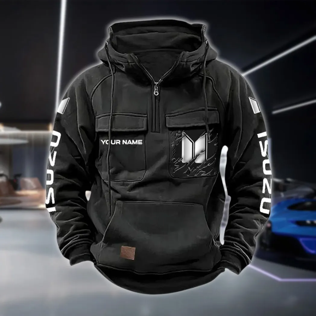 Durable Truck Tactical Quarter Zip Hoodie, Exclusive Logo Hoodie For Car Enthusiasts CAR164 - Black