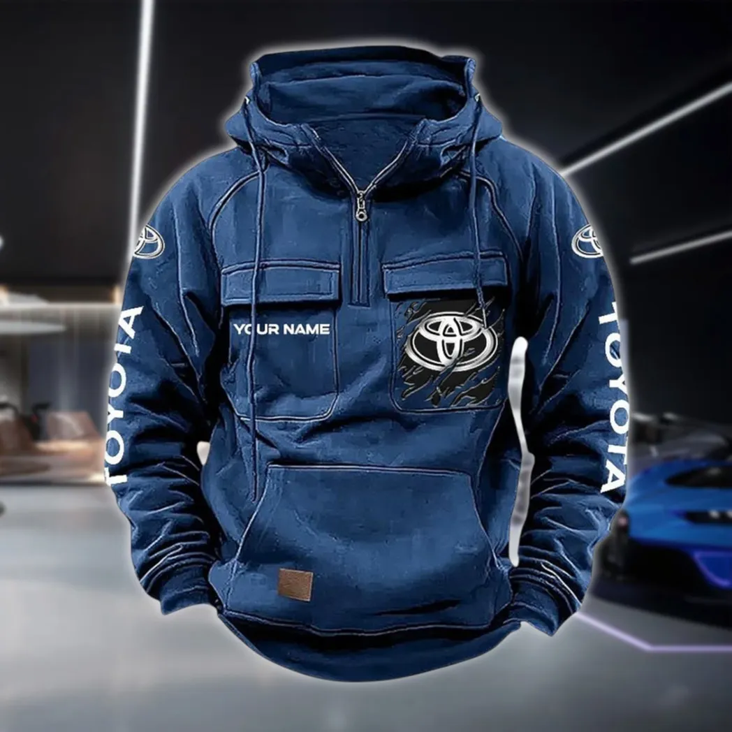 Trail Explorer Tactical Quarter Zip Hoodie, Exclusive Logo Hoodie For Car Enthusiasts CAR164 - Dark Blue