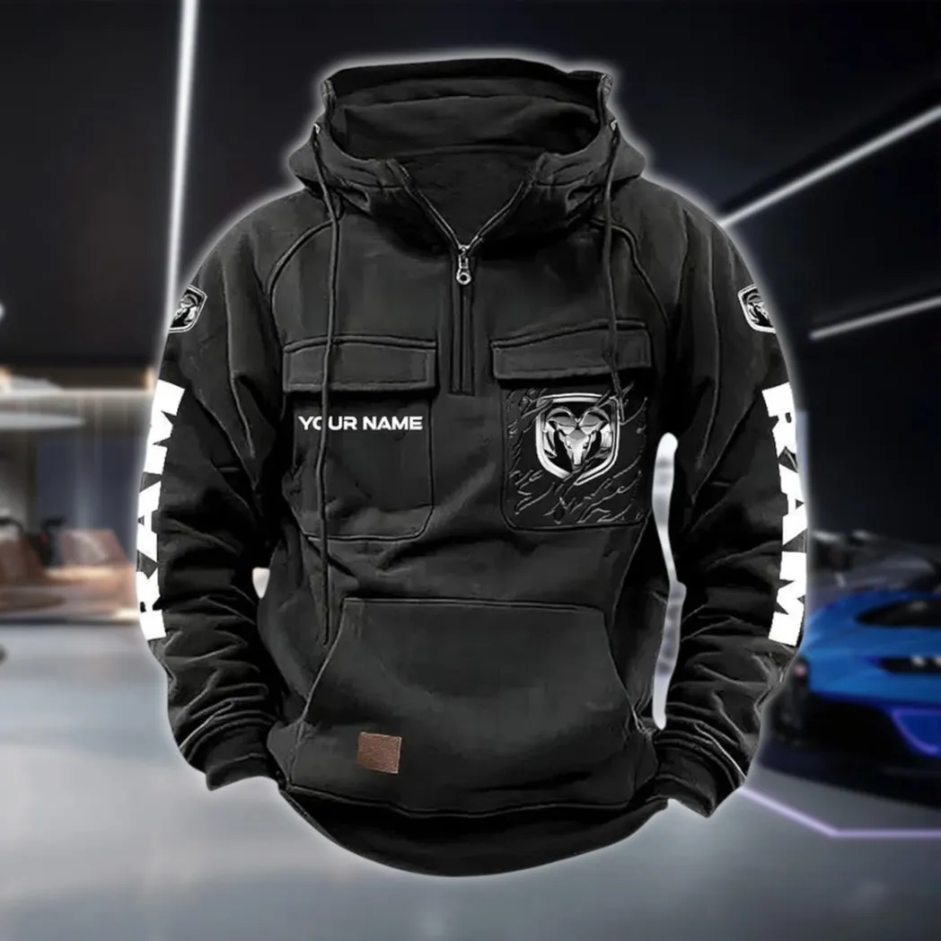 Heavy-Duty Truck Maker Tactical Quarter Zip Hoodie, Exclusive Logo Hoodie For Car Enthusiasts CAR164 - Black