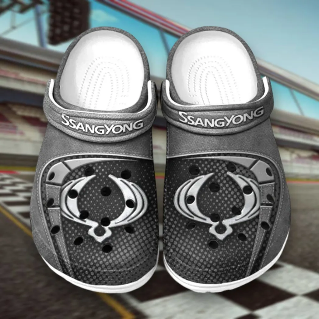 Personalized Rugged Crossover Design Clog, Full Print Slip-On Footwear Gift for Car Lovers CAR177 - Gray