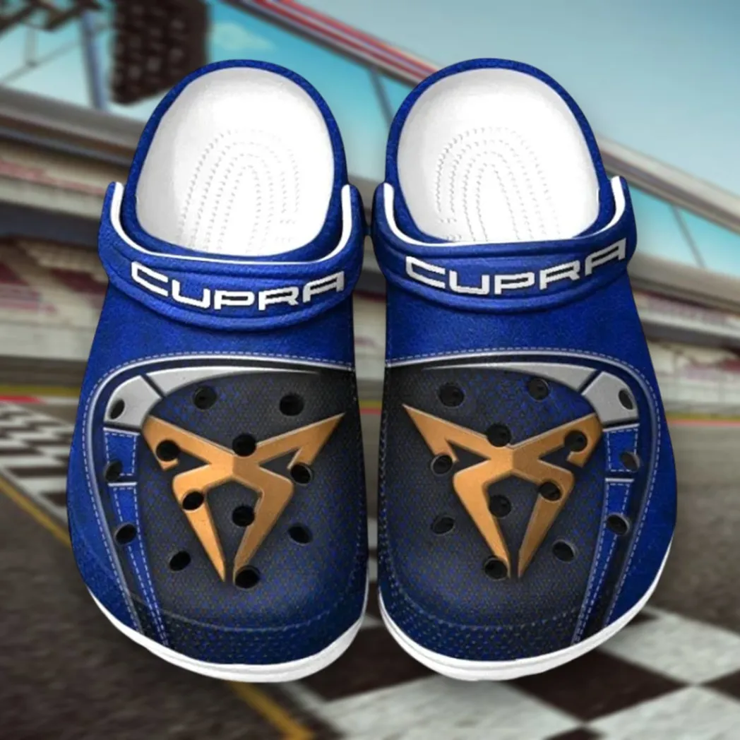 Trendy Hot Hatch Themed Clog, Full Print Lightweight Footwear for Fans of Automotive Style CAR177 - Blue