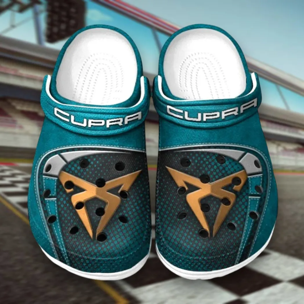 All Over Print Speed-Oriented Automobile Clog, Automotive Lifestyle Inspired Shoes for Car Enthusiasts CAR177 - Cyan