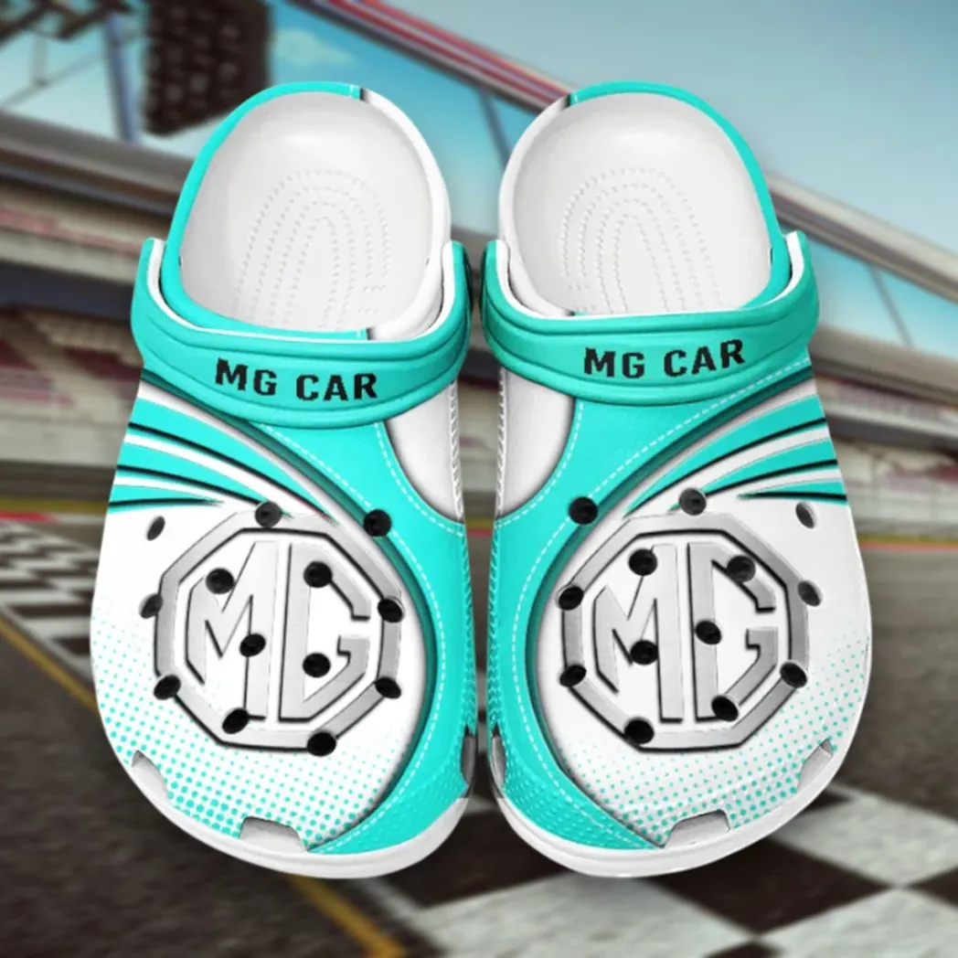 Luxury Sports Sedan Lover’s All Over Print Clog, Slip-On Shoes for Daily Comfort and Garage Style CAR181 - Cyan