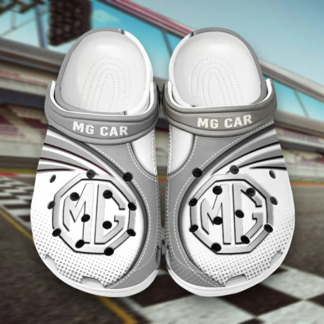 Trendy Premium Roadster Themed Clog, Full Print Lightweight Footwear for Fans of Automotive Style CAR181 - Gray