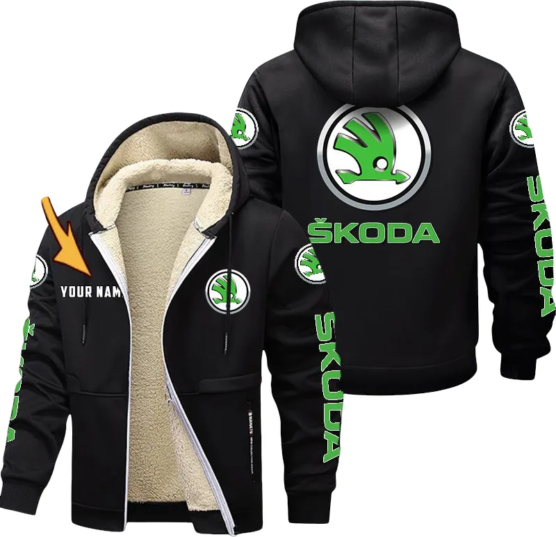 Mid-Size Sedan Lamb Fleece Thick Coat, Gearhead Fleece Zip Jacket CAR18112025024 - Black