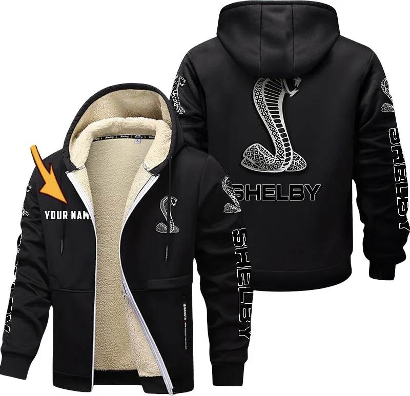 American Muscle Car Lamb Fleece Thick Coat, Thick Rider Fleece Wear CAR18112025033 - Black