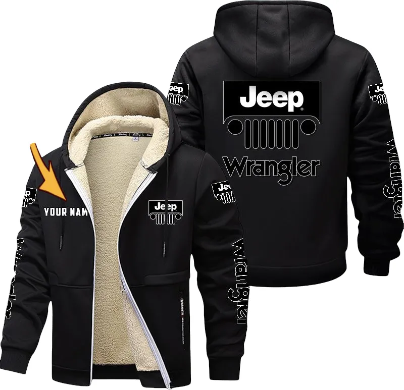 Outdoor Explorer Vehicle Lamb Fleece Thick Coat, Engine Lover Fleece Coat CAR18112025092 - Black