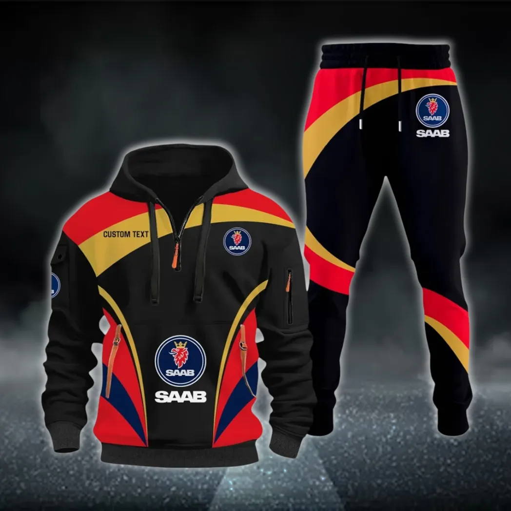 Utility Auto Hoodie Half Zip x Sweatpants Set, Street-Ready Automotive Tracksuit CAR514100925028