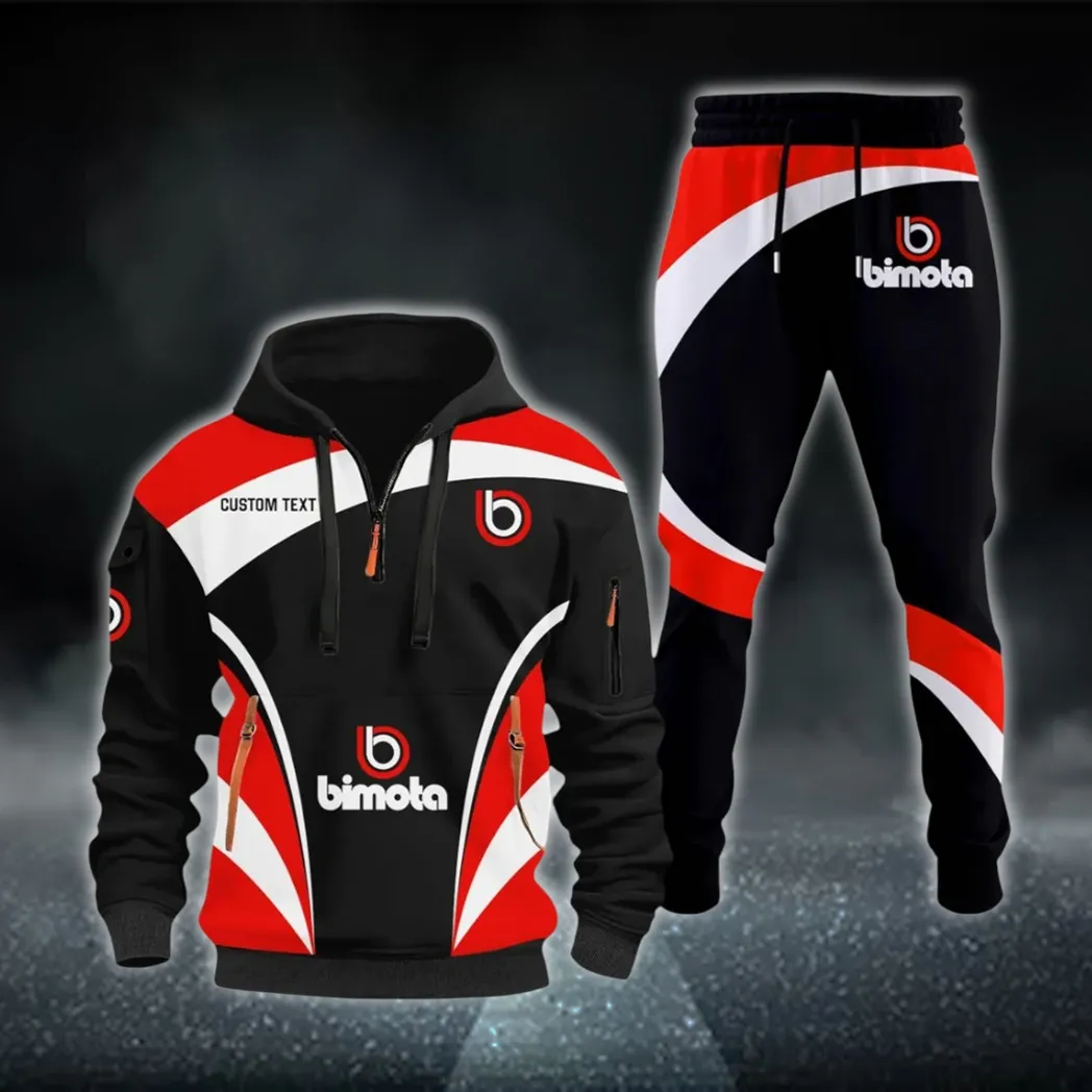 Road Racing Bike Hoodie Half Zip x Sweatpants Set, Street-Ready Automotive Tracksuit CAR514100925033