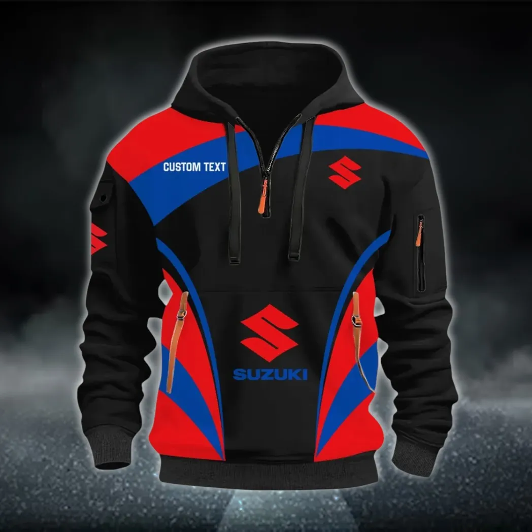 Superbike Hoodie Half Zip 3D Print, Sporty & Casual Everyday Wear Hoodie CAR514100925034