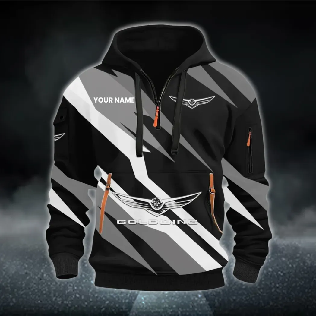 Touring Motorcycle Hoodie Half Zip 3D Print, Rugged Casual Hoodie CAR514100925043
