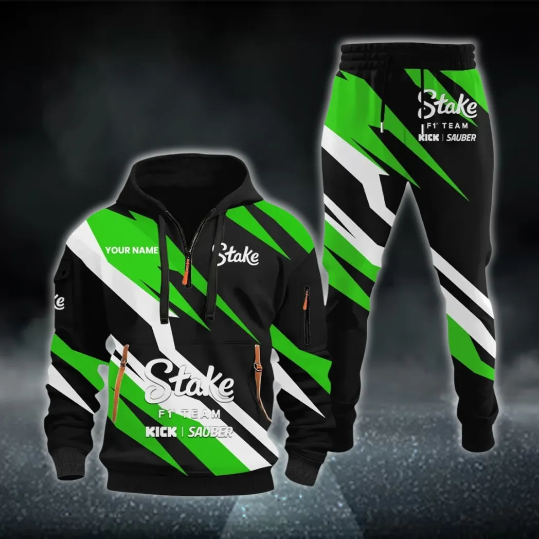 Racing Car Hoodie Half Zip x Sweatpants Set, Engineered Driver's Hoodie Outfit CAR514100925051