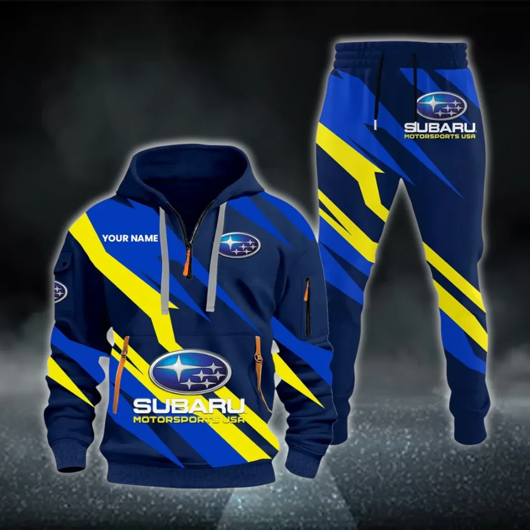 All-Wheel Drive Car Hoodie Half Zip x Sweatpants Set, Classic Gearhead Hoodie Set CAR514100925055