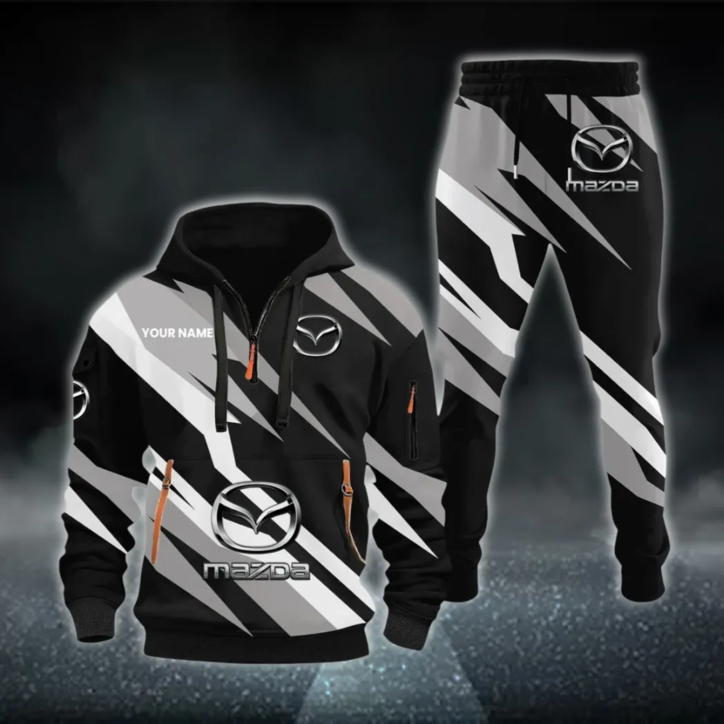 Sport Hatchback Hoodie Half Zip x Sweatpants Set, Bold Automotive 3D Hoodie Set CAR514100925058