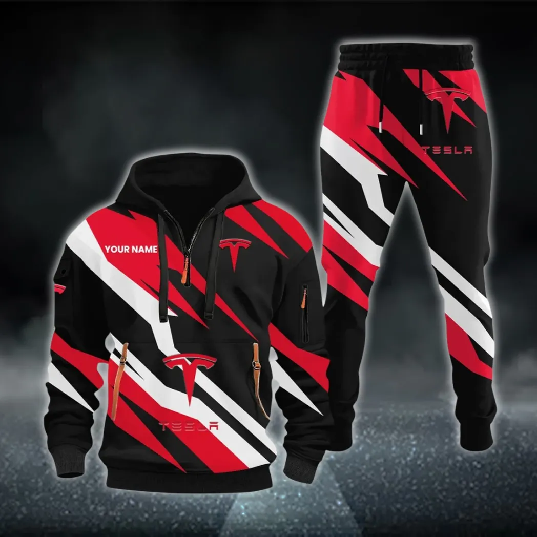 Battery-Powered Car Hoodie Half Zip x Sweatpants Set, Premium Car Fan Tracksuit CAR514100925060