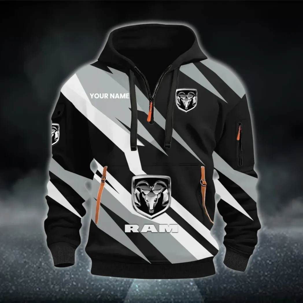 Tough Truck Brand Hoodie Half Zip 3D Print, Sporty & Casual Everyday Wear Hoodie CAR514100925067