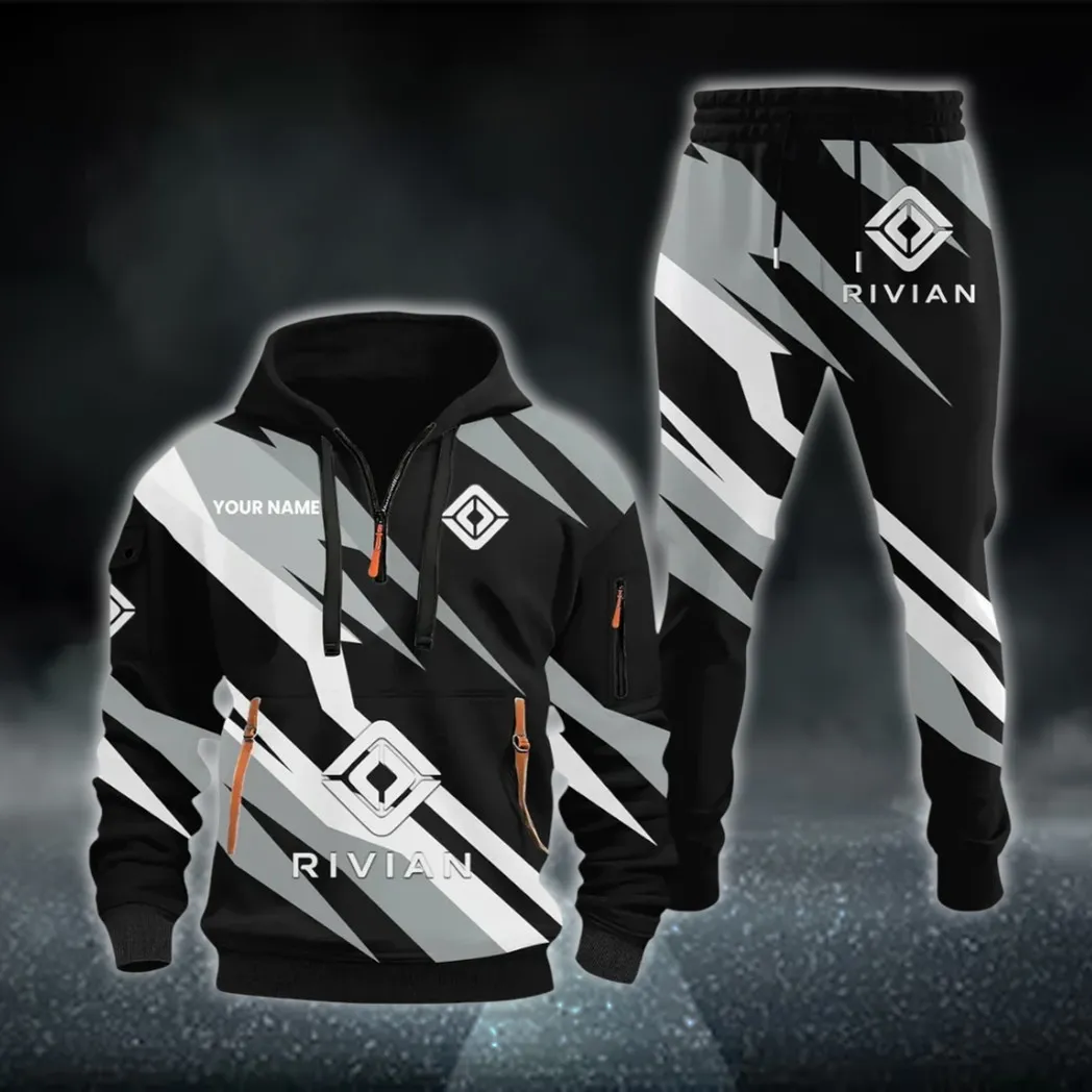 Racing Car Hoodie Half Zip x Sweatpants Set, Bold Automotive 3D Hoodie Set CAR514100925069