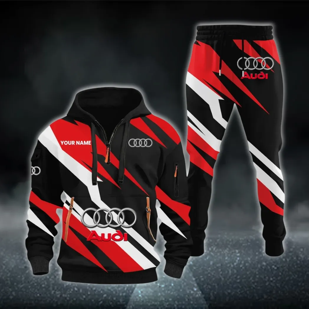 Sports Sedan Hoodie Half Zip x Sweatpants Set, Custom 3D Automotive Tracksuit Set CAR514100925078