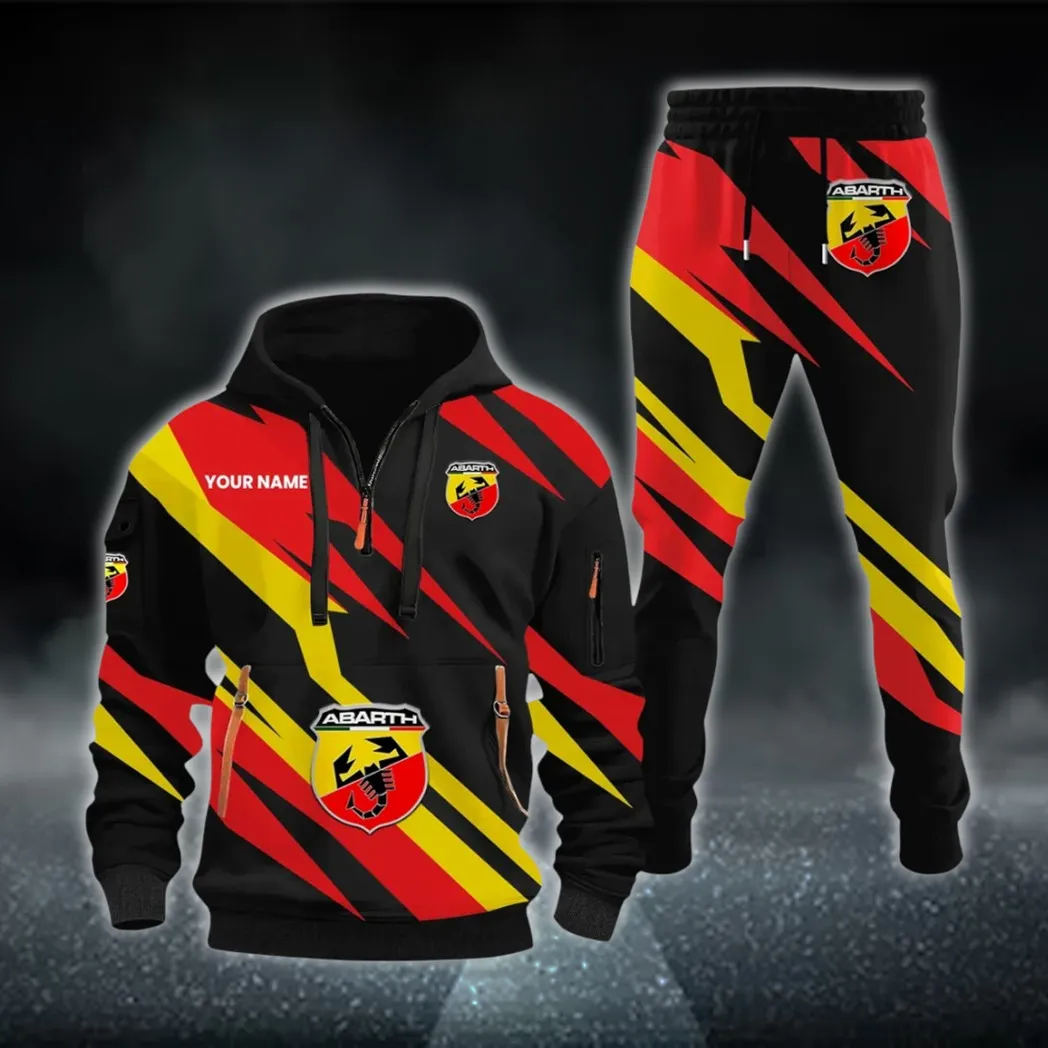 Performance Car Hoodie Half Zip x Sweatpants Set, Sporty Auto-Inspired Tracksuit CAR514100925079