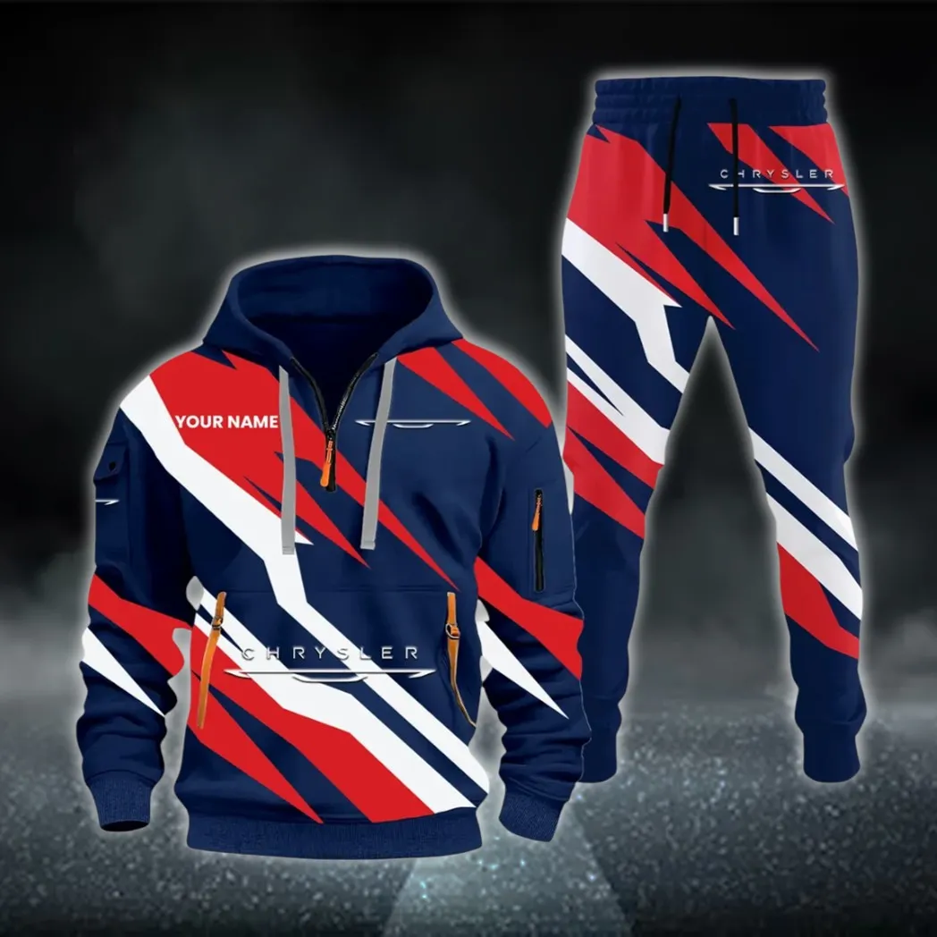 Luxury Sedan Hoodie Half Zip x Sweatpants Set, 3D Printed Driver's Outfit CAR514100925084