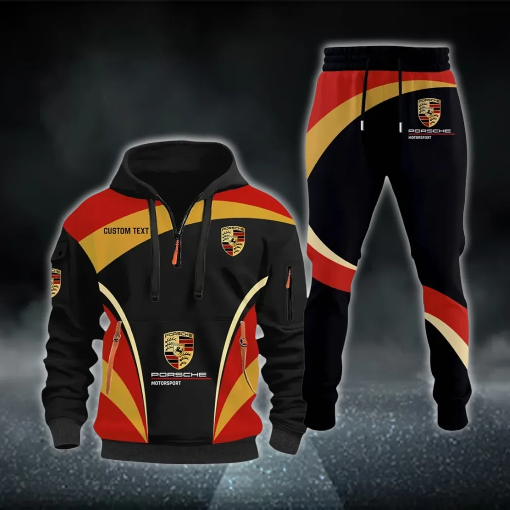 Sports Car Hoodie Half Zip x Sweatpants Set, Premium Car Fan Tracksuit CAR514100925093